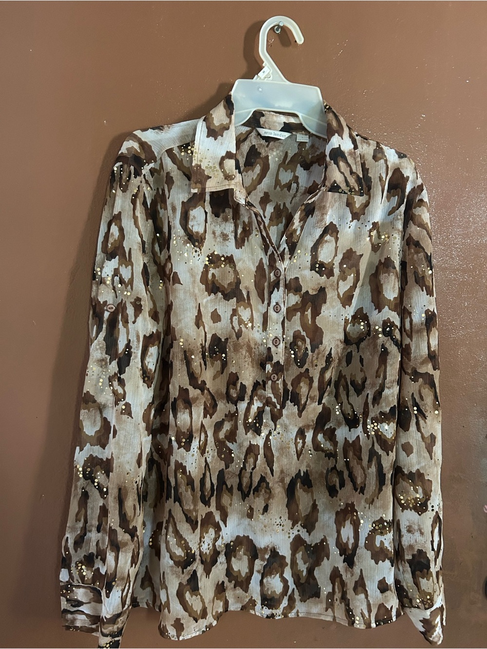 Men's Casual Brown Animal-Print Button-Down Shirt